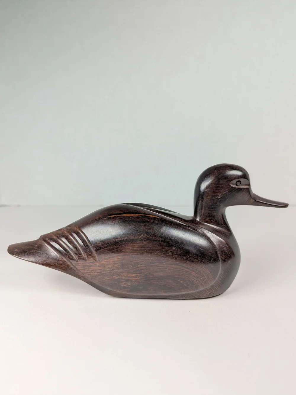 Vintage Set of 3 Carved Wooden Ducks Dark Hardwood Chinese 9